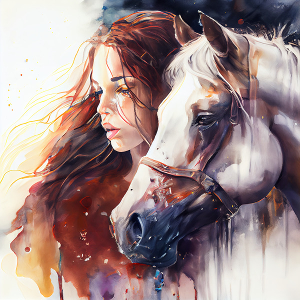 Girl and horse Digital Download