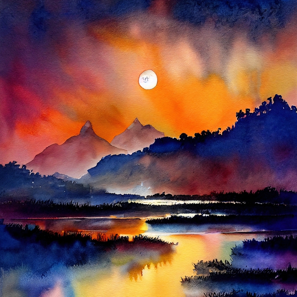 Watercolor landscape abstract C Digital Download