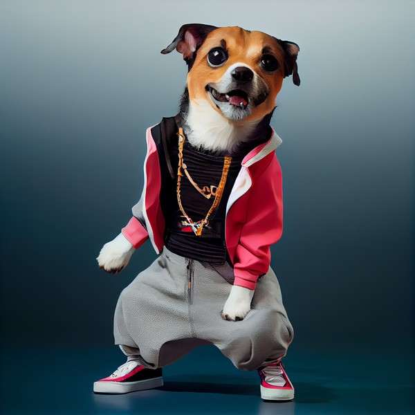 Cute dog hip hop dancer outfit Digital Download