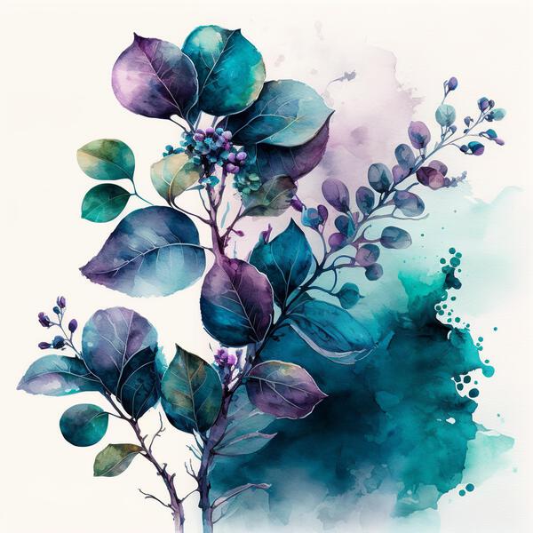 Violet Teal Watercolor 1 Digital Download