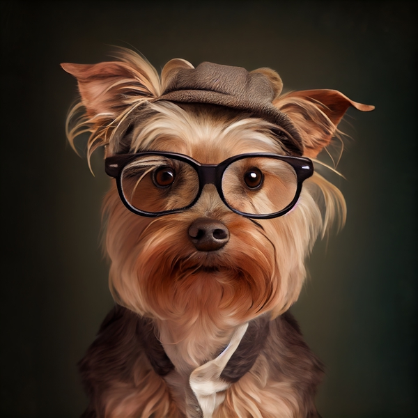 Cute Yorkshire terrier in glasses 2 Digital Download