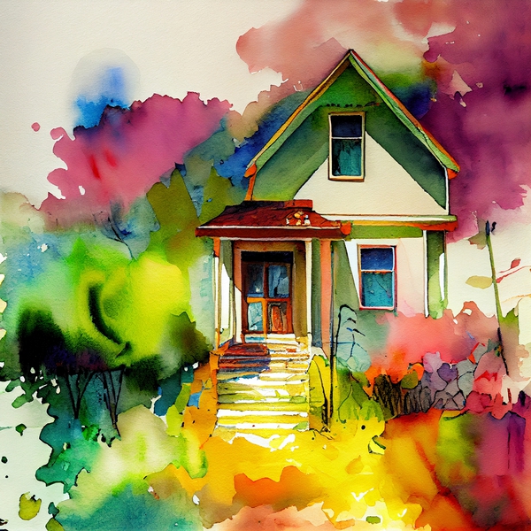 Watercolor abstract home 4 Digital Download