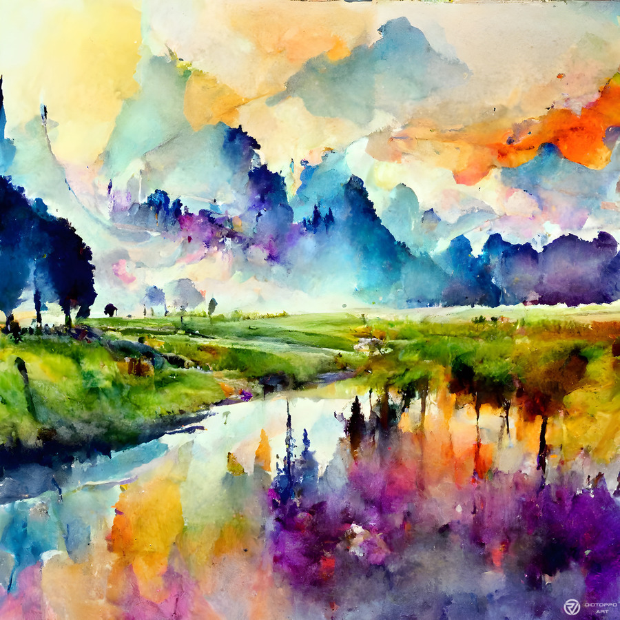 Watercolor Abstract Landscape Art  Print