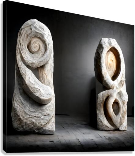Stone and wood sculptures 2  Canvas Print