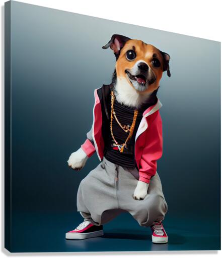 Cute dog hip hop dancer outfit  Canvas Print