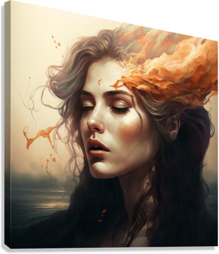 A woman and her fiery mind  Canvas Print