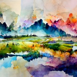 Watercolor Abstract Landscape Art2