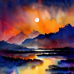 Watercolor landscape abstract C