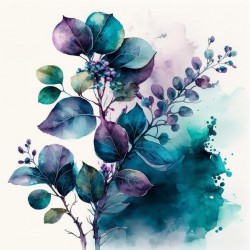 Violet Teal Watercolor 1