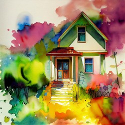 Watercolor abstract home 4