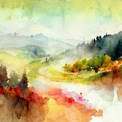Watercolor abstract landscape 1