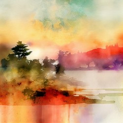 Watercolor abstract landscape 3