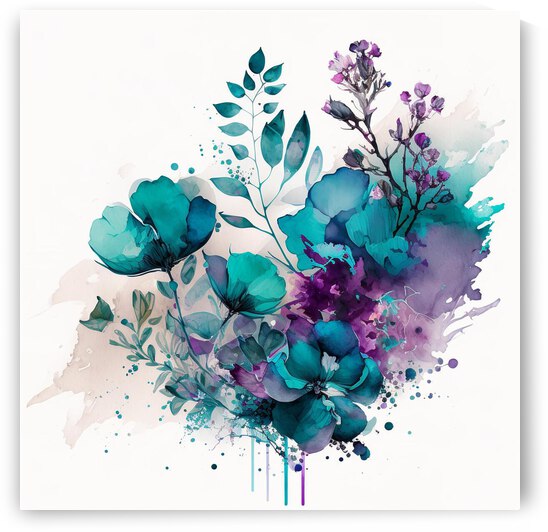 Violet Teal Watercolor 3 by diotoppo