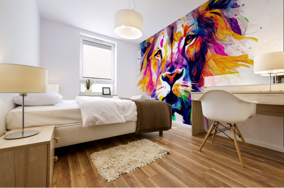 ILLUSTRATION OF A LIONS FACE Mural print